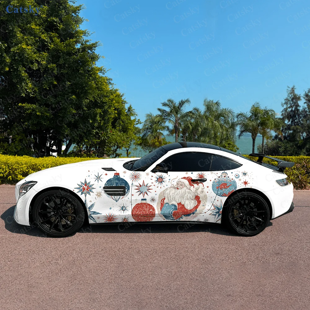 Christmas, warm atmosphere, Santa Claus, vintage style - waterproof and scratch-resistant decorative protection - designed car v