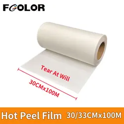 Fcolor DTF Film Roll 30cm/33cm*100m Heat Transfer Film Tear At Will for Epson L1800 XP600 L805 A3 DTF Printer Hot Peel PET Film