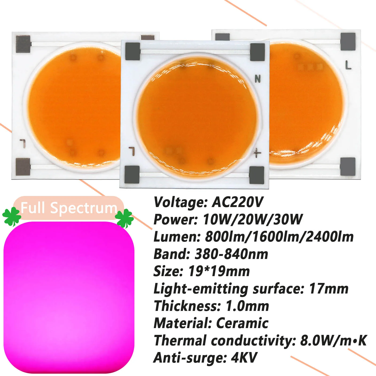 10W 20W 30W podstawa ceramiczna LED COB Chip AC220V inteligentna dioda dla rodziny doniczek roślina cieplarniana LED do wzrostu żarówki DIY