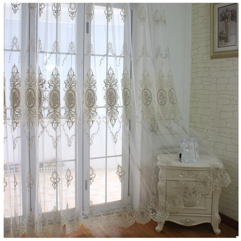 Customized European Flannelette Embroidered Curtains, High-end French Villa, Bedroom, Living Room, Floor Screen, Customized