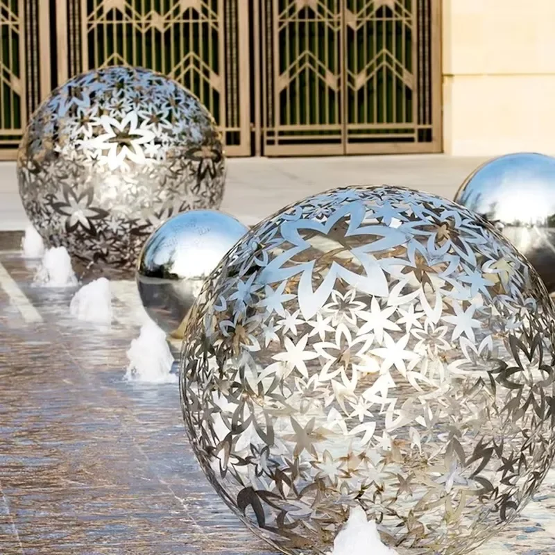 ized Large Garden Abstract Metal Leaf Sculpture Statue  Round Decor for Outdoor Well Polished