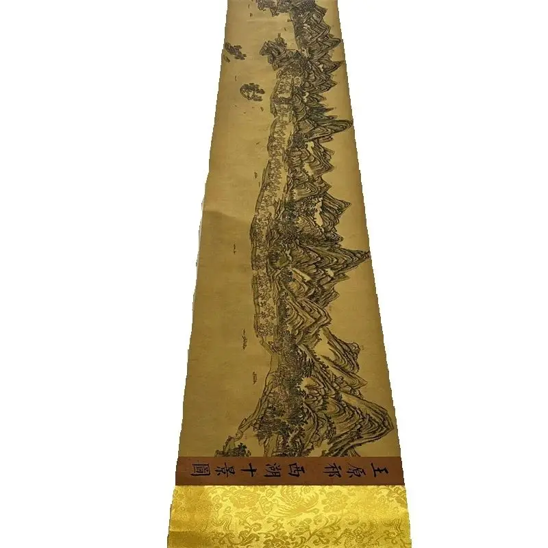 

China Ancient Picture Paper,Landscape painting,Wang Yuanqi's Ten Scenic Spots of West Lake, Long Scroll Painting