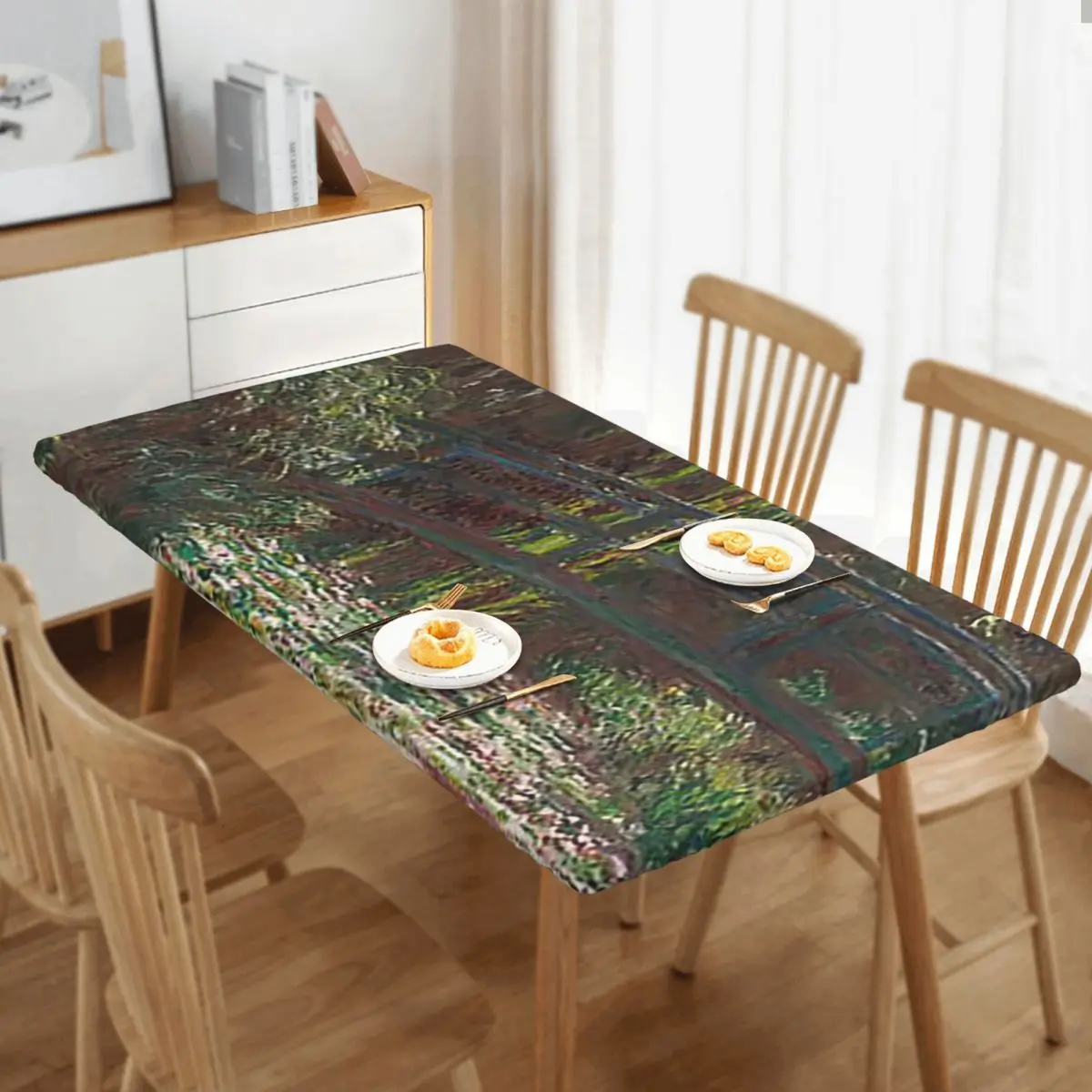 Claude Monet - Water Lily Pond Customized Rectangular Tablecloth Oilproof Table Cover for Dining Events Table Cloth
