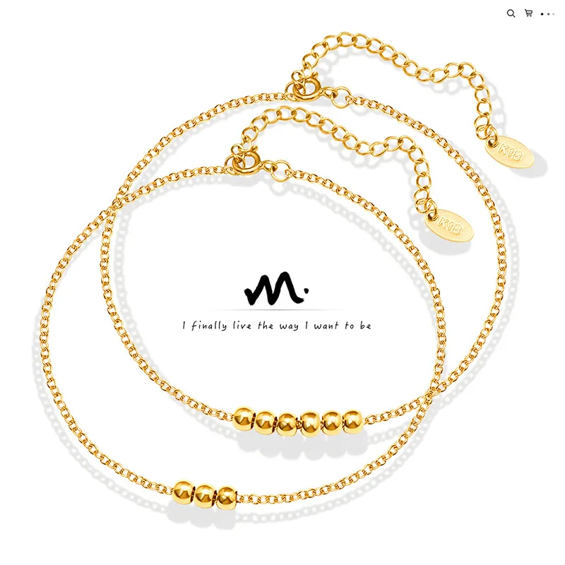 

Xiaoxiangfeng Small Beaded Versatile Fashion Anklet, Titanium Steel Material