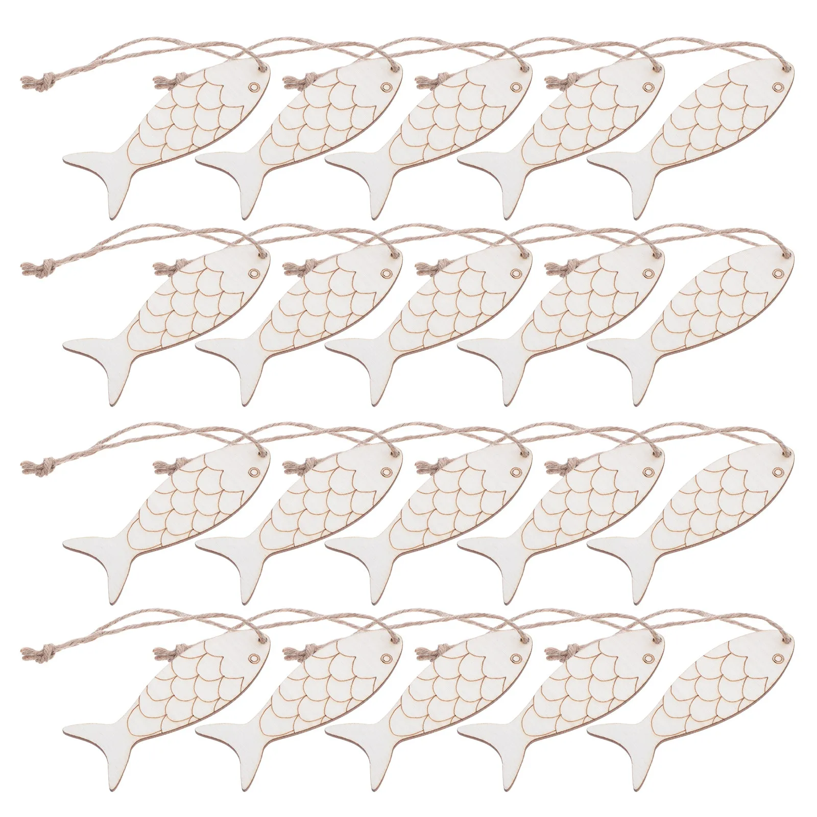 100Pcs Fish Wood Cutouts Unfinished Natural Fish Shape Ornaments for DIY Painting Hanging Wall Decorations Unfinished Fishnet