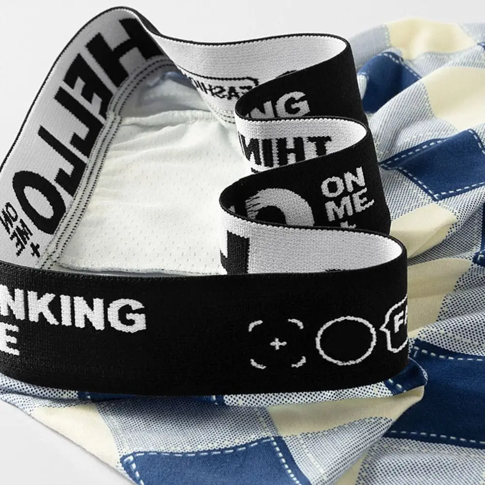 

5 шт., простое полосатое мужское нижнее белье со средней талией, мужское нижнее белье, шорты-боксеры, клетчатые эластичные бесшовные трусы, мужские