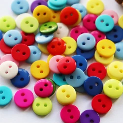 200pcs Mixed Colors 8.5mm 2 Holes Single Bread Small Resin Buttons for craft scrapbooking accessories sewing buttons wholesale