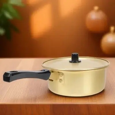 

Korean Ramen Pot Instant Noodles Cooking Pot Aluminum Heat Resistant Kitchen Stockpot Golden Safe For Home Outdoor Use
