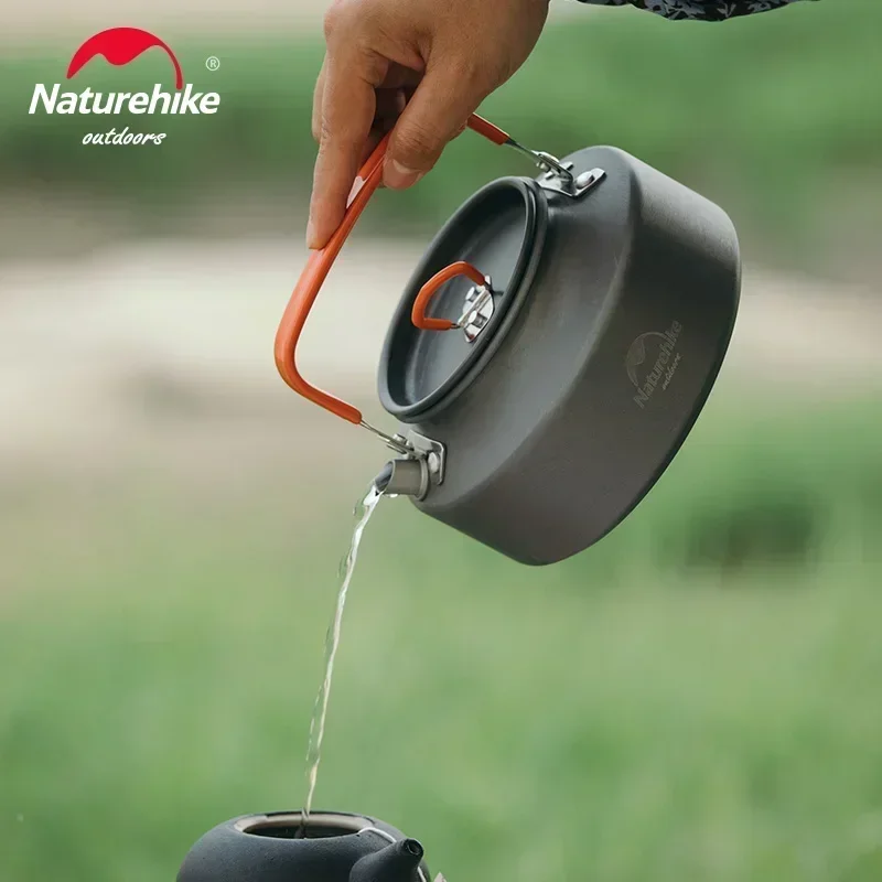 Naturehike 1.1L / 1.45L Aluminum Kettle Teapot Lightweight Outdoor Coffee Pot Camping Hiking Backpacking Kettle Travel Tableware