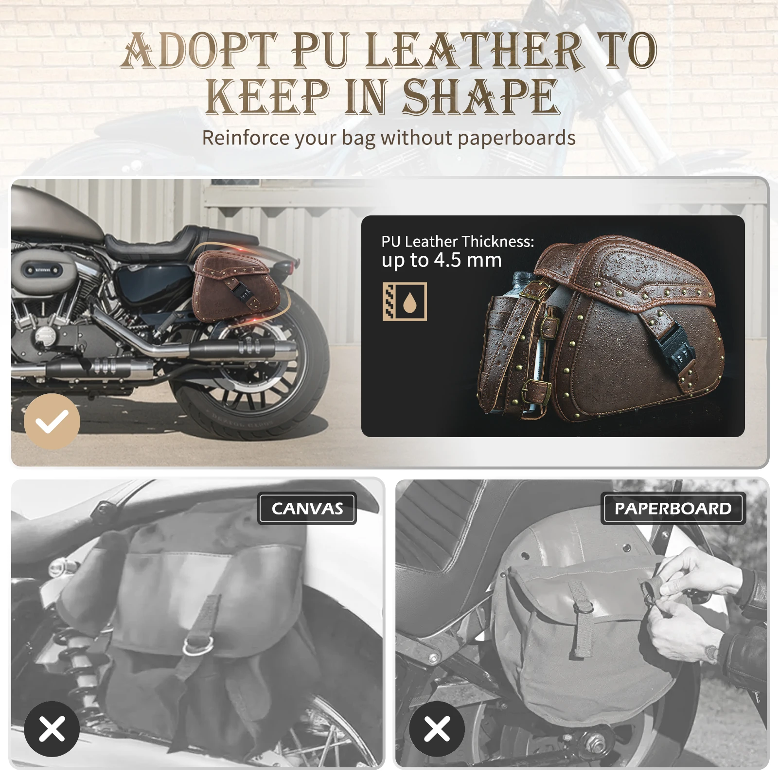 NICECNC 2 قطعة دراجة نارية بولي Leather الجلود الجانب السرج أكياس السرج الأمتعة Panier موتوكروس اكسسوارات ل هارلي ديفيدسون بجولة