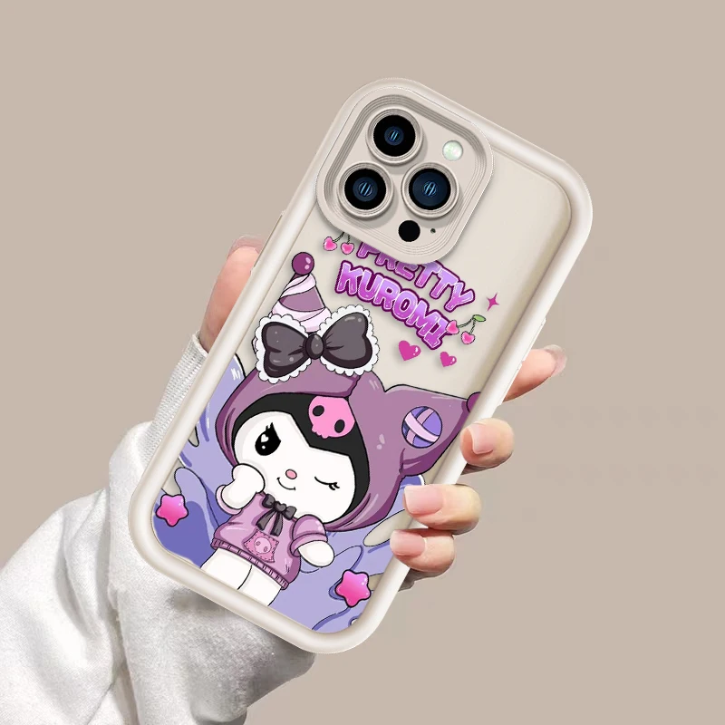 Cute Sanrio Kuromi For Apple iPhone 15 14 13 12 11 Mini XS XR X 8 7 Pro Max Plus Soft Eye Ladder Phone Case