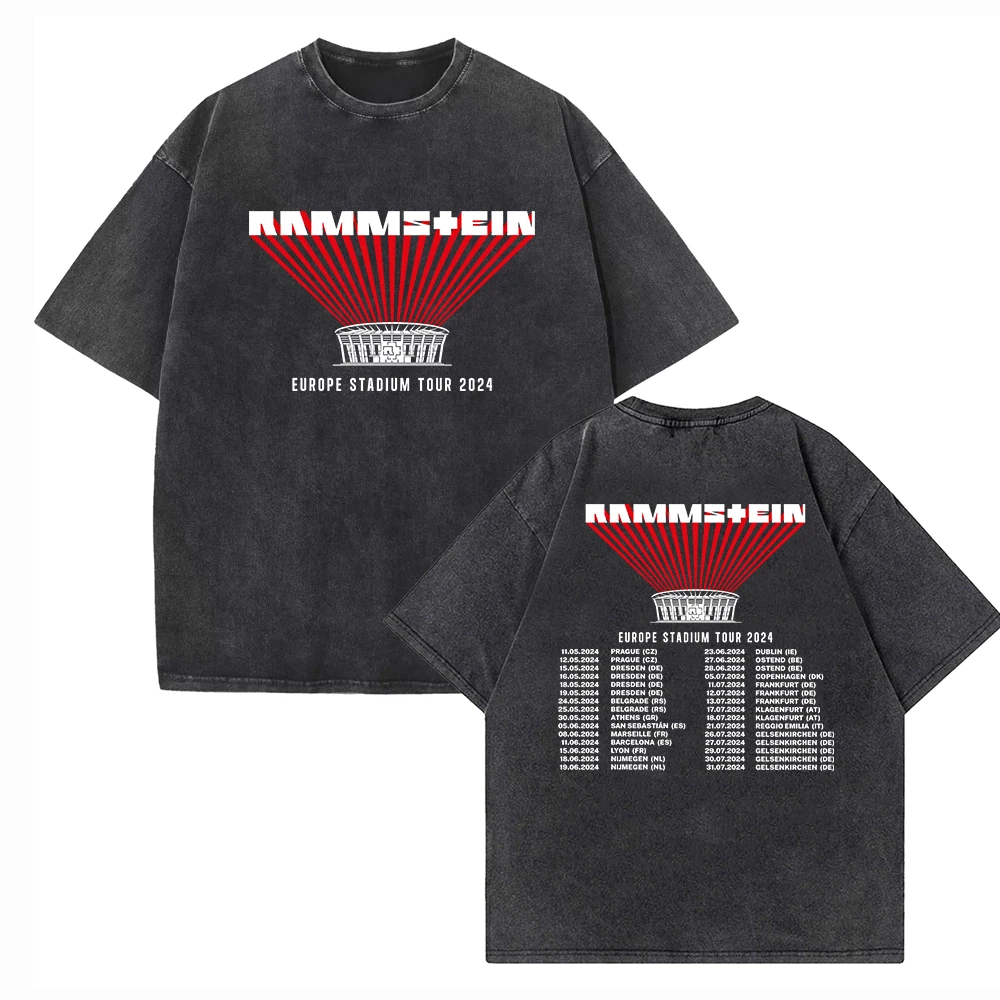 

Ramms+ein Europe Tour 2024 Vintage Harajuku Summer Unisex O-Neck Short Sleeve Cotton T-Shirts