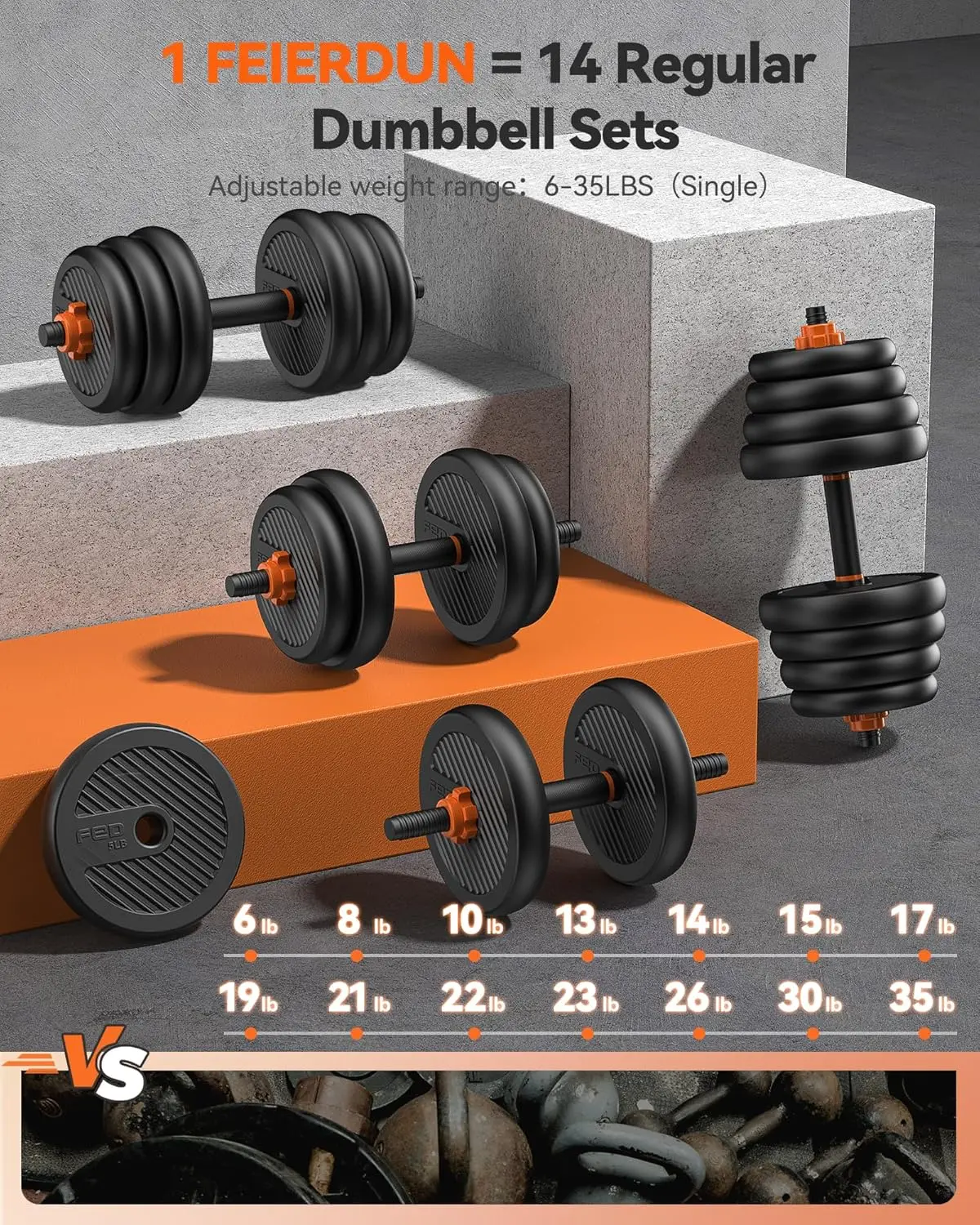 Adjustable Dumbbells, Free Weight with Connector, 4 in1 Set Used as Barbell, Kettlebells for Home Gym Suitable Men/Women