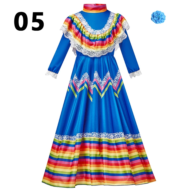 Traditional Folk Mexican Stage Performance Dress Girls Spain Flamenco Costume Mexican Festival Celebration Big Swing Dance Dress