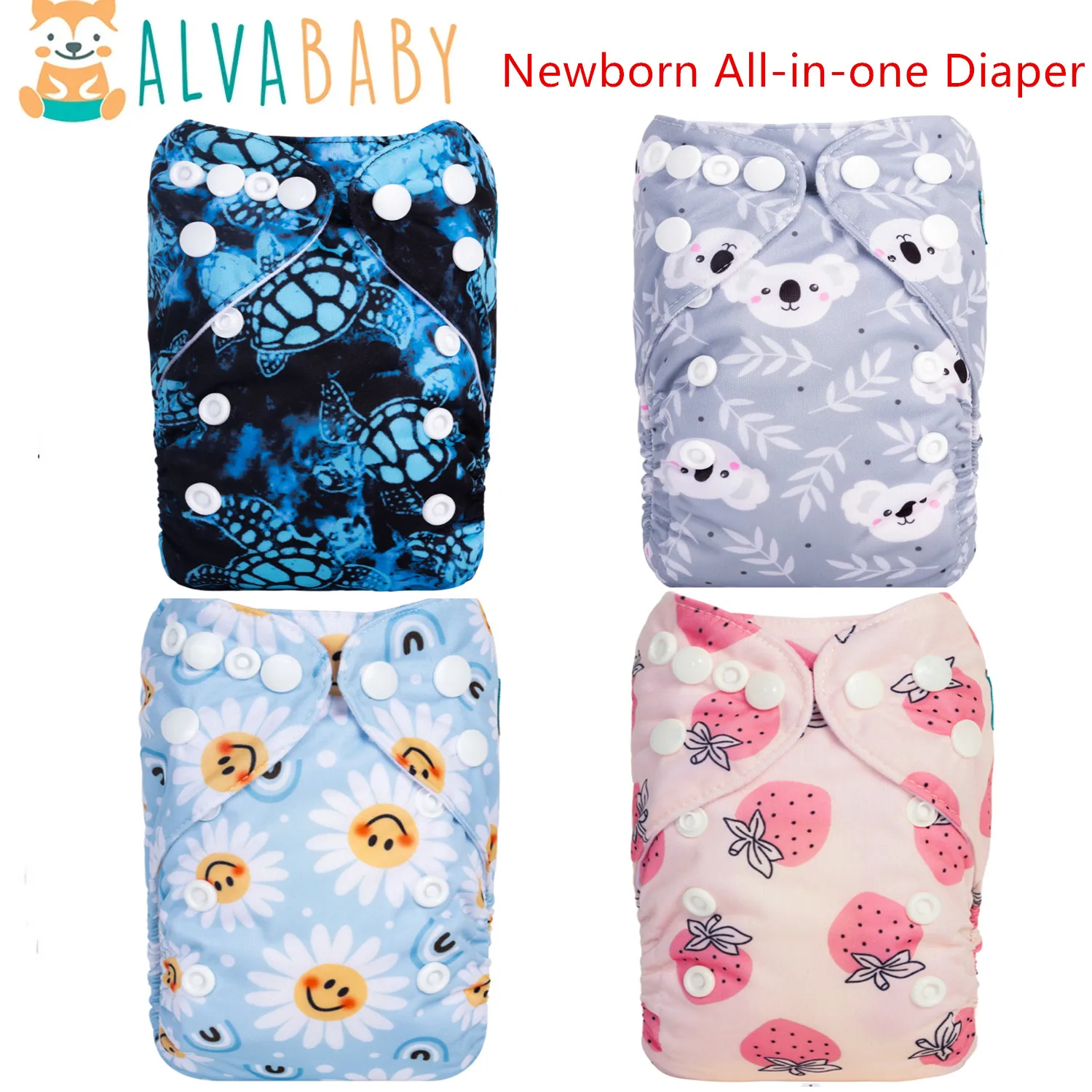 U Pick ALVABABY Newborn All-In-One Cloth Diaper with Pocket Sewn-in one 4-layer Bamboo Insert