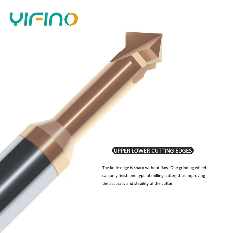 YIFINO HRC55 Tungsten Steel Carbide 90° Up And Down Chamfering Milling Cutter For Steel/Aluminum CNC Machining Endmills Tools