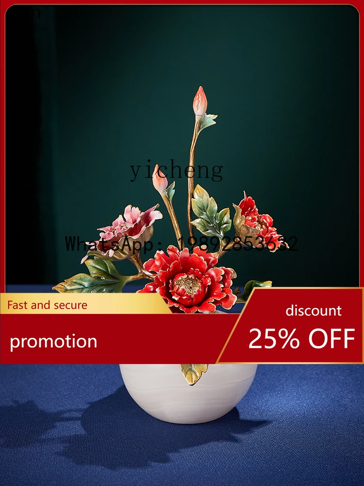 ZML all-copper orchid ornament high-end floral crafts new Chinese living room entrance
