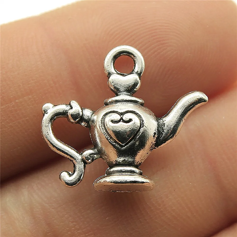 IFOCUS 10pcs/Lot Teapot Charms For DIY Jewelry Making Zinc Alloy 21x19mm/0.83x0.75inch