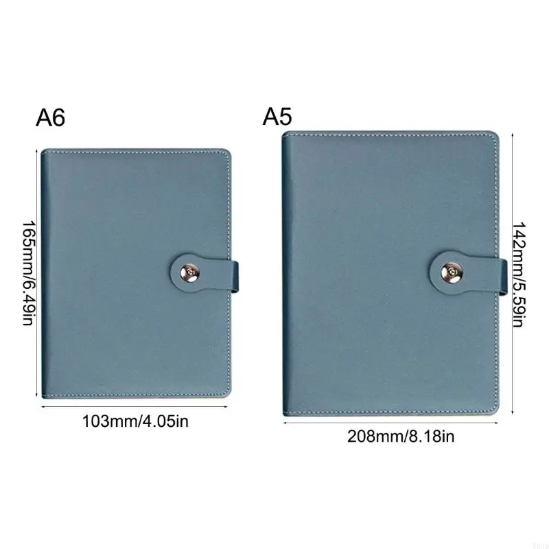 Y8AD 6 колец Binder Binder Leather Notebbook 160 страниц шириной.