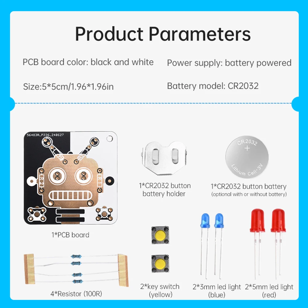 Zestaw projektowy do lutowania biedronki: elektronika DIY Robot elektronika LED początkujący nauka spawanie zabawa zestaw do samodzielnego montażu