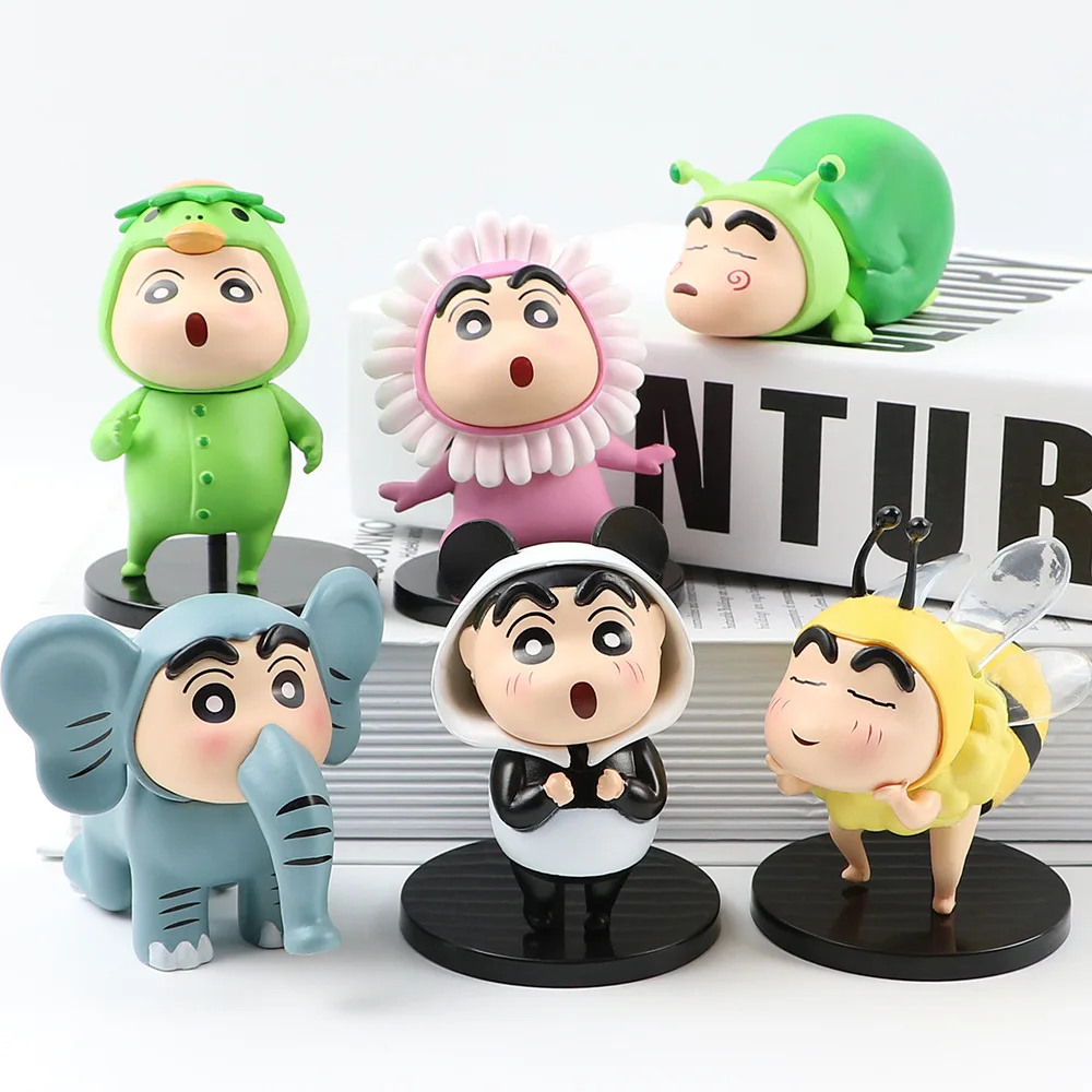 

6Pcs/set Crayon Shin-Chan Anime Cartoon Cos Animal Series PVC Peripheral Creative Model Kids Toy Cake Decoration Birthday Gift