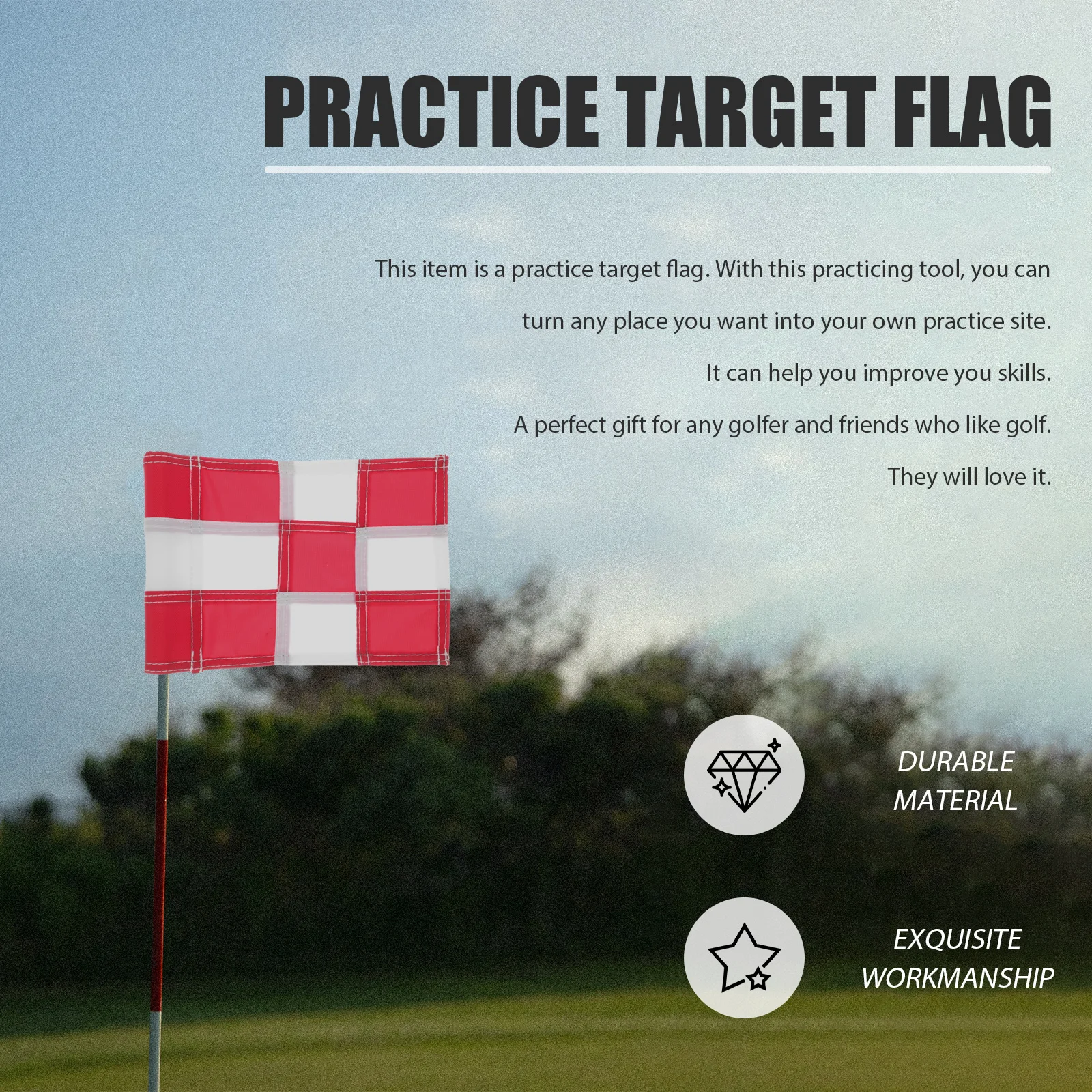 

1pc Wear-Resist Putting Golf Training Equipment Bright Target Flag Reusable Practice Court Flag Golf Supplies Tool