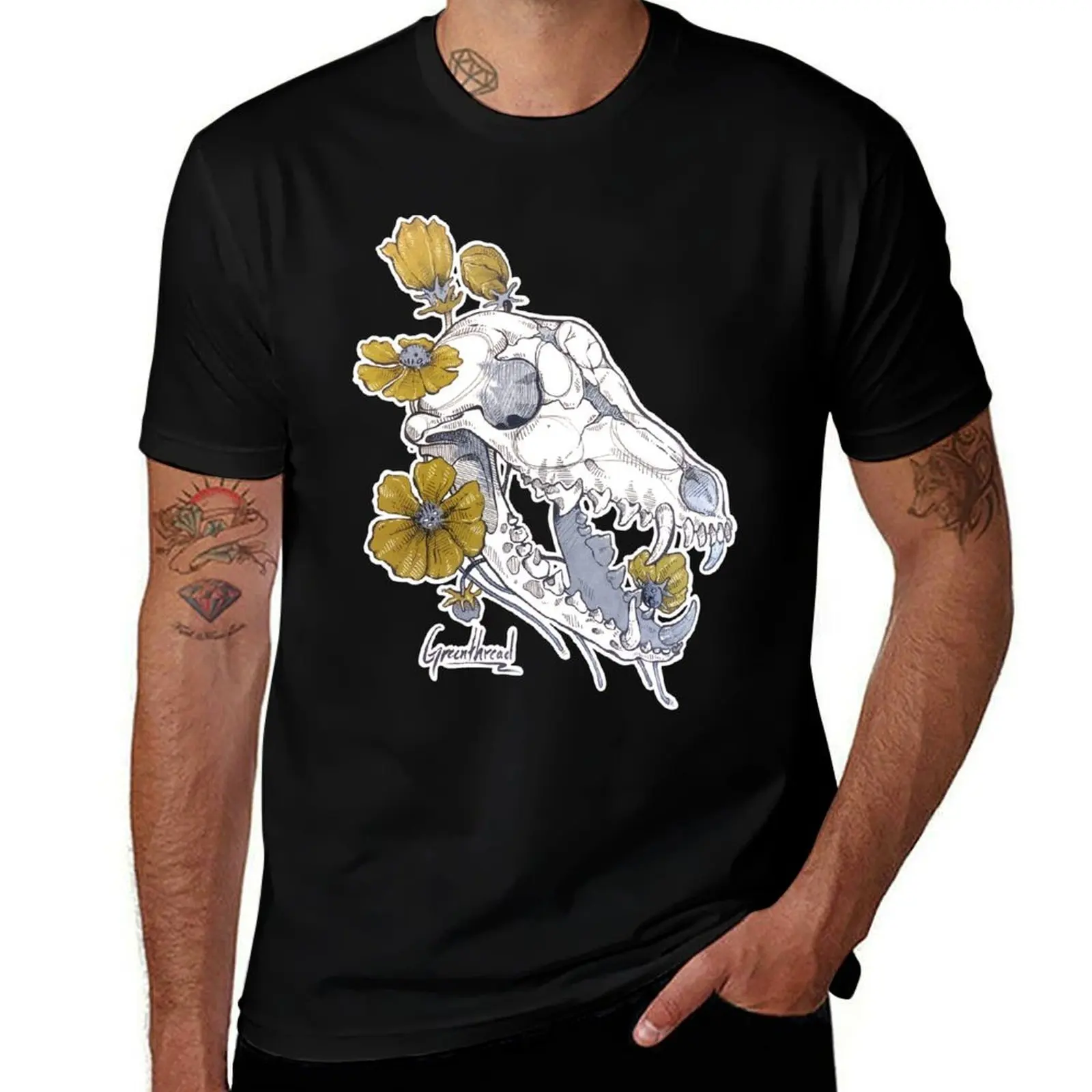 

MorbidiTea - Greenthread with Coyote Skull T-Shirt man t shirt cotton high quality anime t shirts oversize T-Shirt