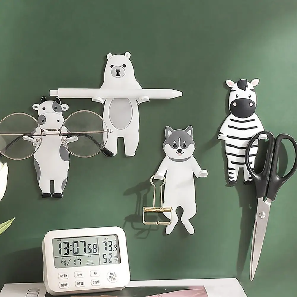 Gancio carino Adorabili ganci da parete autoadesivi a forma di animale per cucina Bagno Facile installazione Ganci riutilizzabili Set di 4 Divertimento