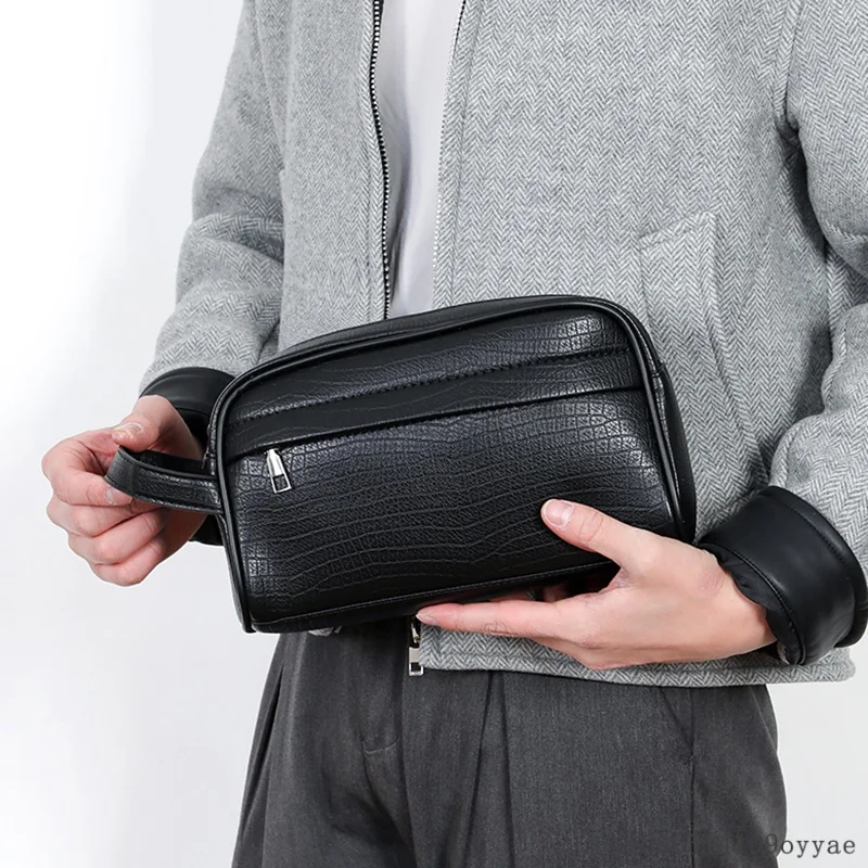 Fashion Printing Men's Bag Handbag High Quality PU Leather Clutch Bags Money Purse For Men Wasit Strap Wallets Man Pouch Bolsos