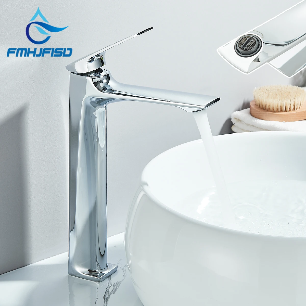 

FMHJFISD Modern Bathroom Basin Faucet Chrome Hot Cold Water Mixer Tap Single Handle Deck Mounted Washbasin Crane For Bathroom