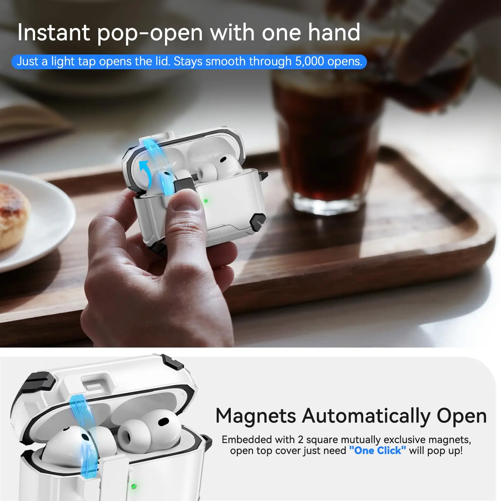 for new airpods pro 3 case with Secure Lock Clip Automatic Pop-up Case Full-Body Shockproof Protective Cover for AirPods Pro2 3