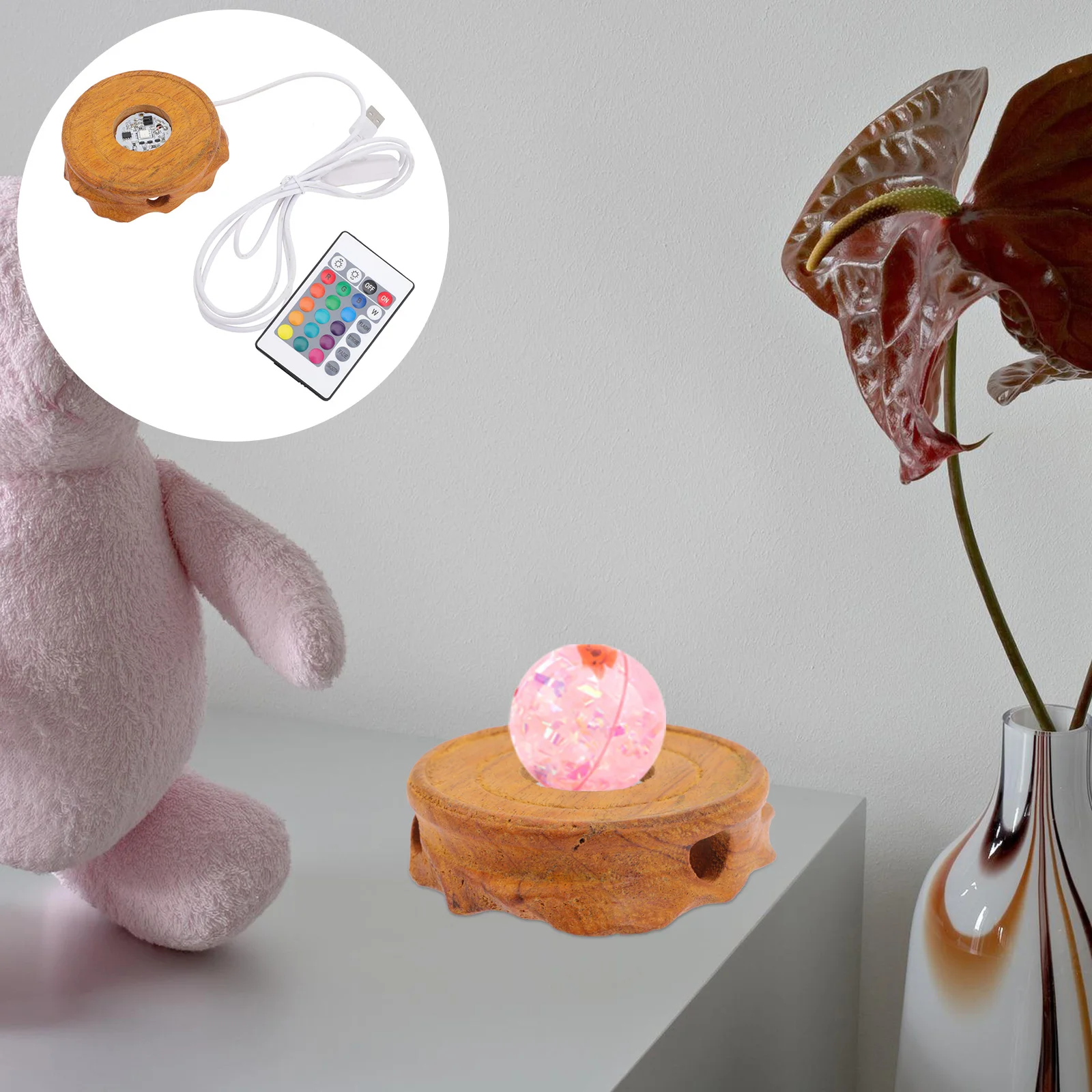 

Attractive Wooden Led Display Base Crystal Sphere Lighting Stand For Graduations And Holiday Decorations