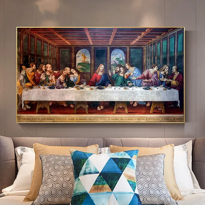 Vintage Last Supper Jesus Canvas Print  Frameless Wall Art Picture for Living Room Home Decor  Religious Christian Wall Decorati