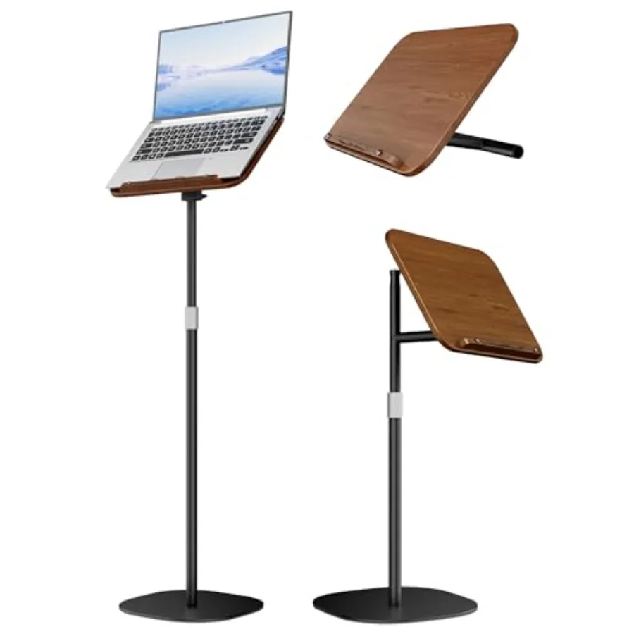 

Напольная подставка для ноутбука из дерева, регулируемая по высоте, высокая подставка для книг, для проектора, офиса, учебы, коричневая