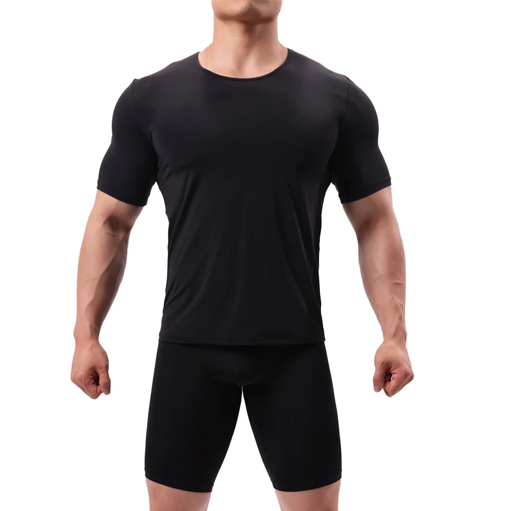 

Mesh Ice Silk Sexy Fitness Underwear Neckline Summer Black Blue Casual Fitness Underwear Gray Green Navy Nylon