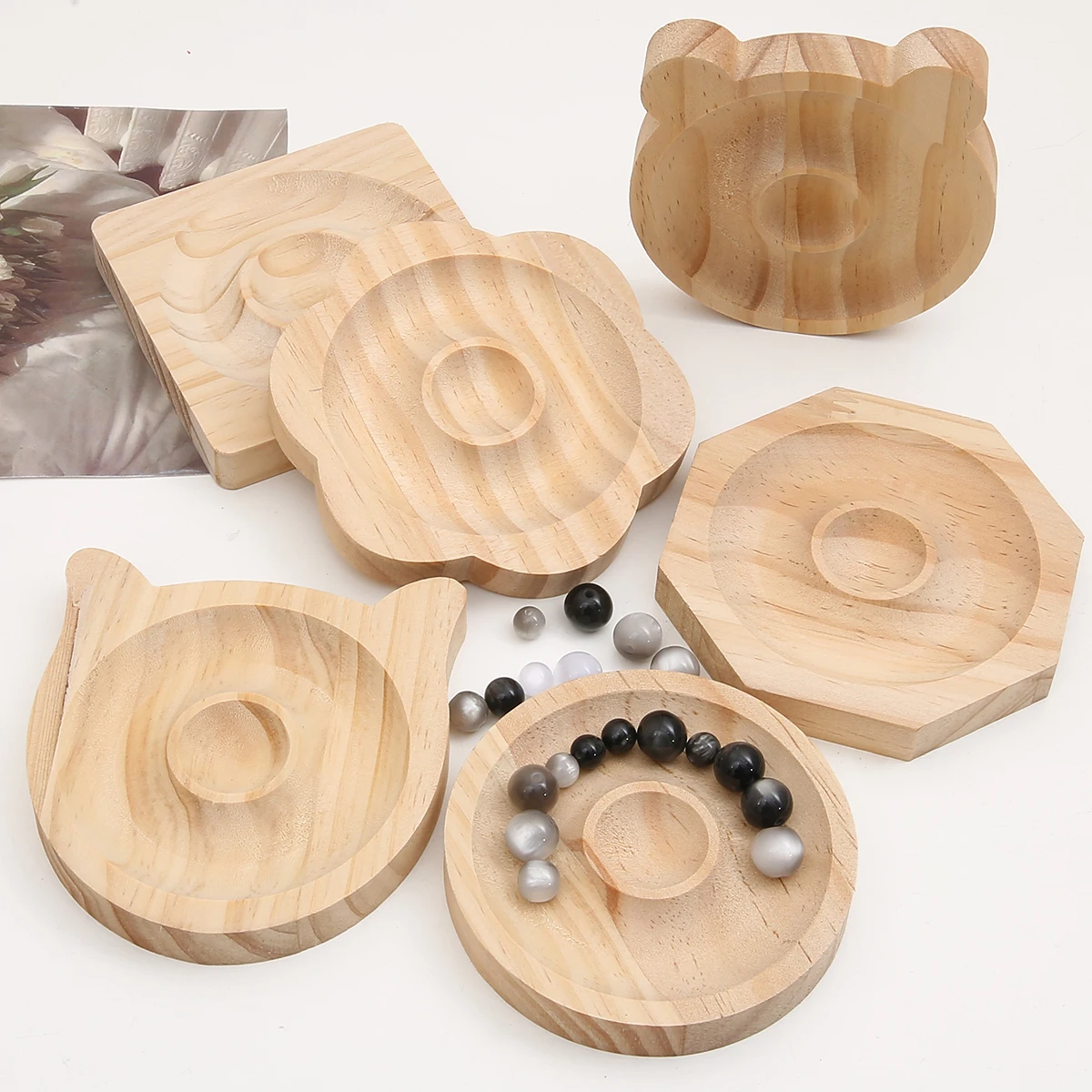 Wooden DIY Bracelet Design Plate Jewelry Making Wood Plate Display Organizer Beaded Board Jewelry Table Size Dial Measuring Tool