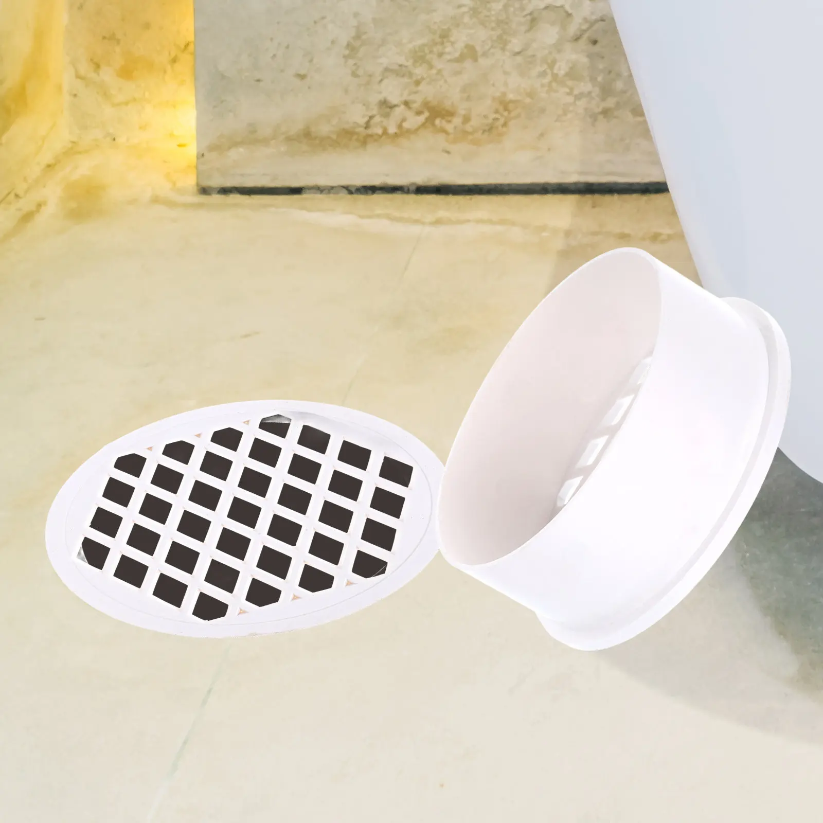 

2Pcs PVC Insert Floor Drain Cover Design for Tiles Marble Flooring Balcony Garden Outdoor Drain Filter Removable