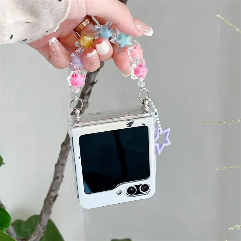 Star Chain Phone Case for Samsung Galaxy Z Flip 6 5 4 3 Protective Back Cover for ZFlip4 ZFlip5 ZFlip6 Case