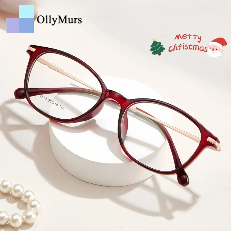 

OLLYMURS Сверхлегкие модные женские очки премиум-класса TR90 из сплава с маленьким лицом, оптическая оправа для очков по рецепту 2613