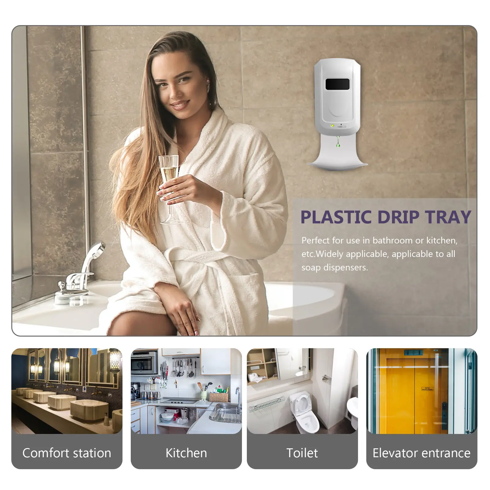 1Pcs Soap Dispenser Drip Tray Plastic Leakproof Holder Bathroom Kitchen Drip Catcher Anti-Spill Soap Tray Kitchen Sponge Holder view 5