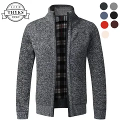 Sweater Men Autumn Winter Cardigan SweaterCoats Male Thick Faux Fur Wool Mens Sweater Jackets Casual Knitwear Plus Size M-4XL