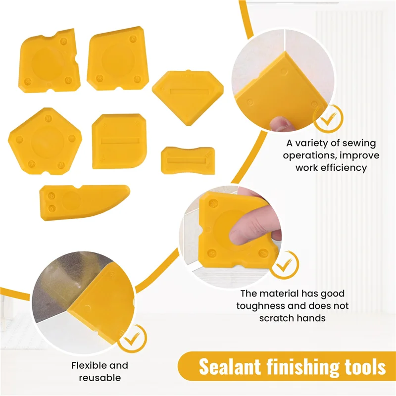 Il meglio di 2025-12 pezzi Kit di strumenti per calafataggio Sigillante siliconico Strumento di finitura Raschietto per malta Dispositivo per rimozione mastice e ugello per mastice e mastice
