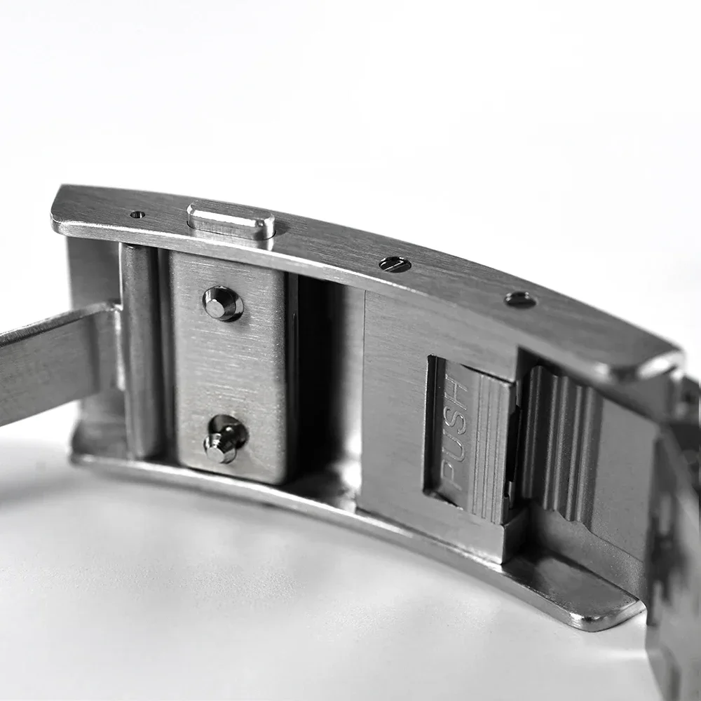 San Martin Bracelet 316L Stainless Steel Watch Parts For 20mm Curved End Links Fly Adjustable Clasp For SN0008 SN0128 Watchband