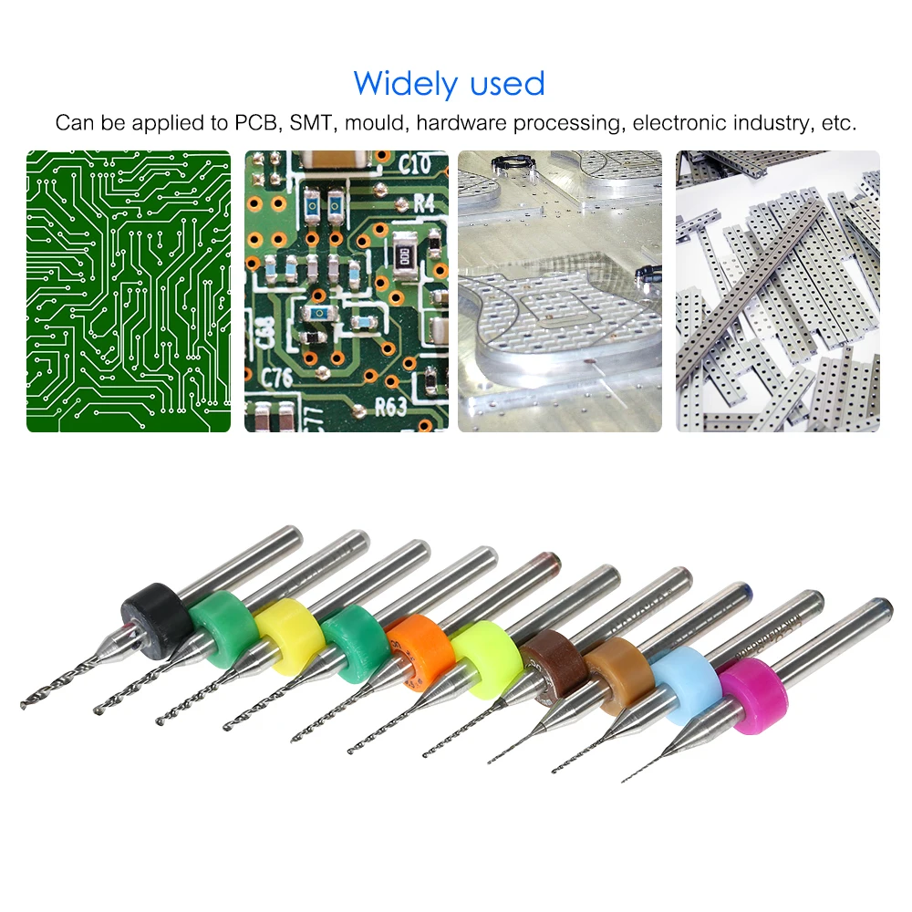 

10pcs Tungsten Carbide Micro Drill Bits Set Engraving Tools for PCB Circuit Board