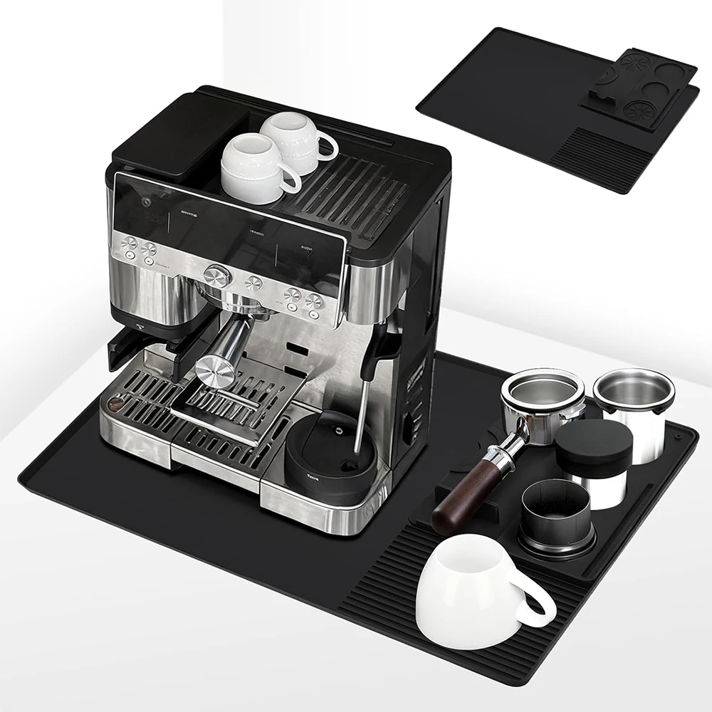 LMETJMA Silicone Coffee Mat With Detachable Tamping Mat Anti-Slip Heat-Resistant Coffee Bar Mat For Ninja Luxe Espresso Machine