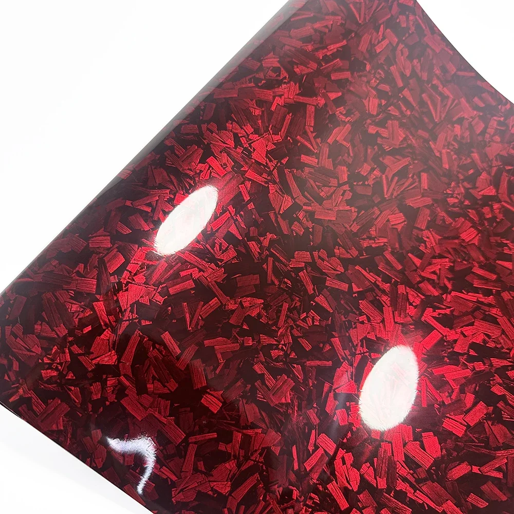 

High Glossy PET Red Forged Carbon Fiber Vinyl Wrap Decal Car Wrapping Film For Vehicle Motorcycle Bicycle