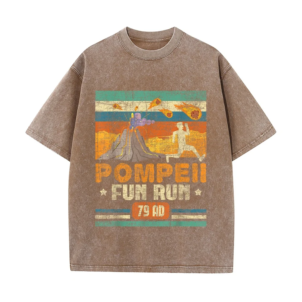 Funny Volcano Shirts Pompeii Fun Run Geography Volcanologist Volcanology T-Shirt Black T-Shirts Man Clothes Camiseta Hombre 4XL
