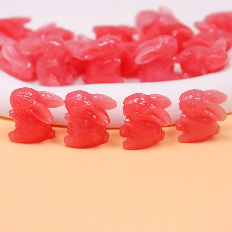 Cute Rabbit Artificial Coral Beads For Jewelry Making Handmade Necklace  16x17mm Multicolor Animal Accessory Wholesale