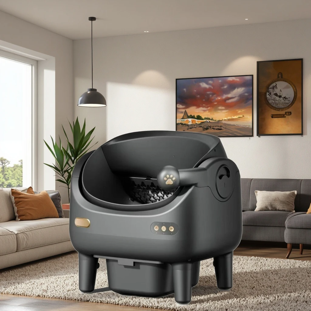 Large Capacity Automatic Self Cleaning Cat Litter Box APP Control AI Deodorizing Enclosed ABS Smart Cat Toilet For Indoor Cats