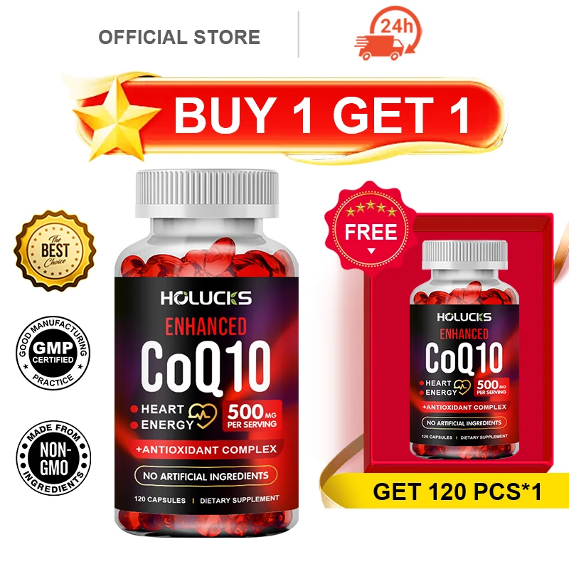 

Coenzyme Q10 (CoQ10) 500mg Capsules, Supports Heart & Cardiovascular Health, Antioxidant, Improves Blood Circulation for Adults